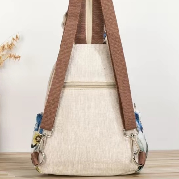 Ethnic Style Hand-Woven Bird Flower Backpack, Original Design, Multi-functional - Picture 2 of 12